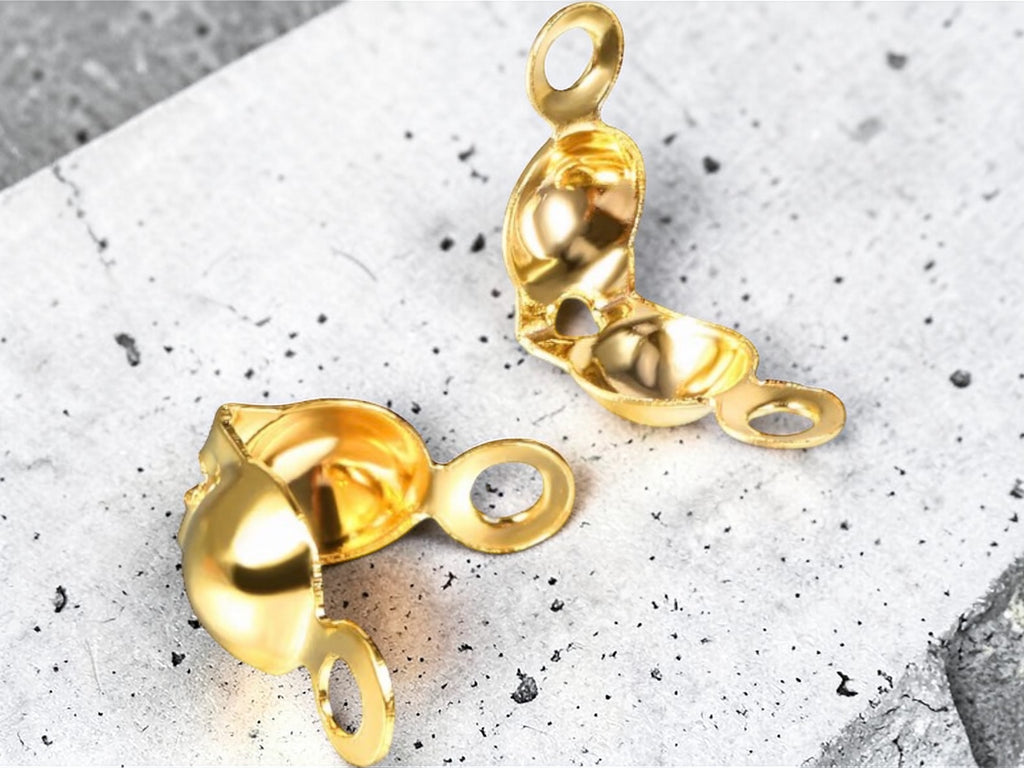 Caches nœuds en acier inoxydable doré pour la finition de bracelets et colliers DIY.