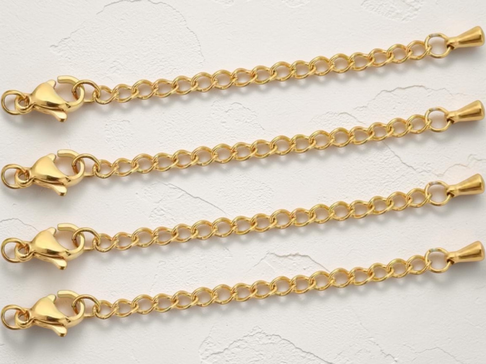 Chaînette d'Extension Acier Inoxydable Doré 5cm – Extension Bracelet Collier – Fermoir Mousqueton