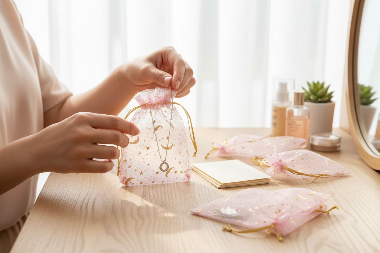 Kit emballage bijoux – pochons organza, cartes & pochettes 80 PCS