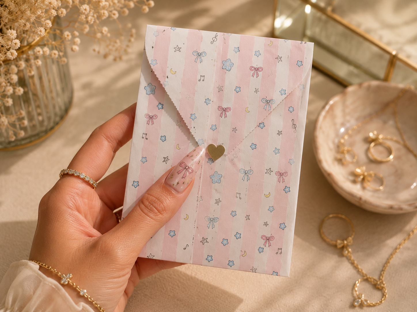 Sacs cadeaux papier rose rayé x10 – Pochette emballage bijoux, packaging créateur, petit sachet cadeau mignon, sac cadeau pastel