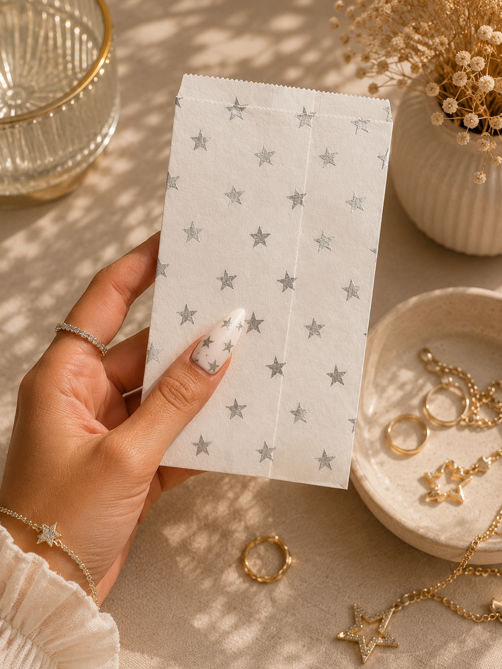 Kit Emballage Bijoux 40 pièces – Étoiles Argentées | Créatrices Bijoux