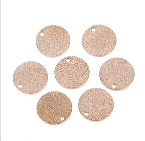 Breloque ronde martelée en acier inoxydable doré rose 15 mm – pendentif pour création de bijoux (lot de 10) perles bijoux - Perlatopia