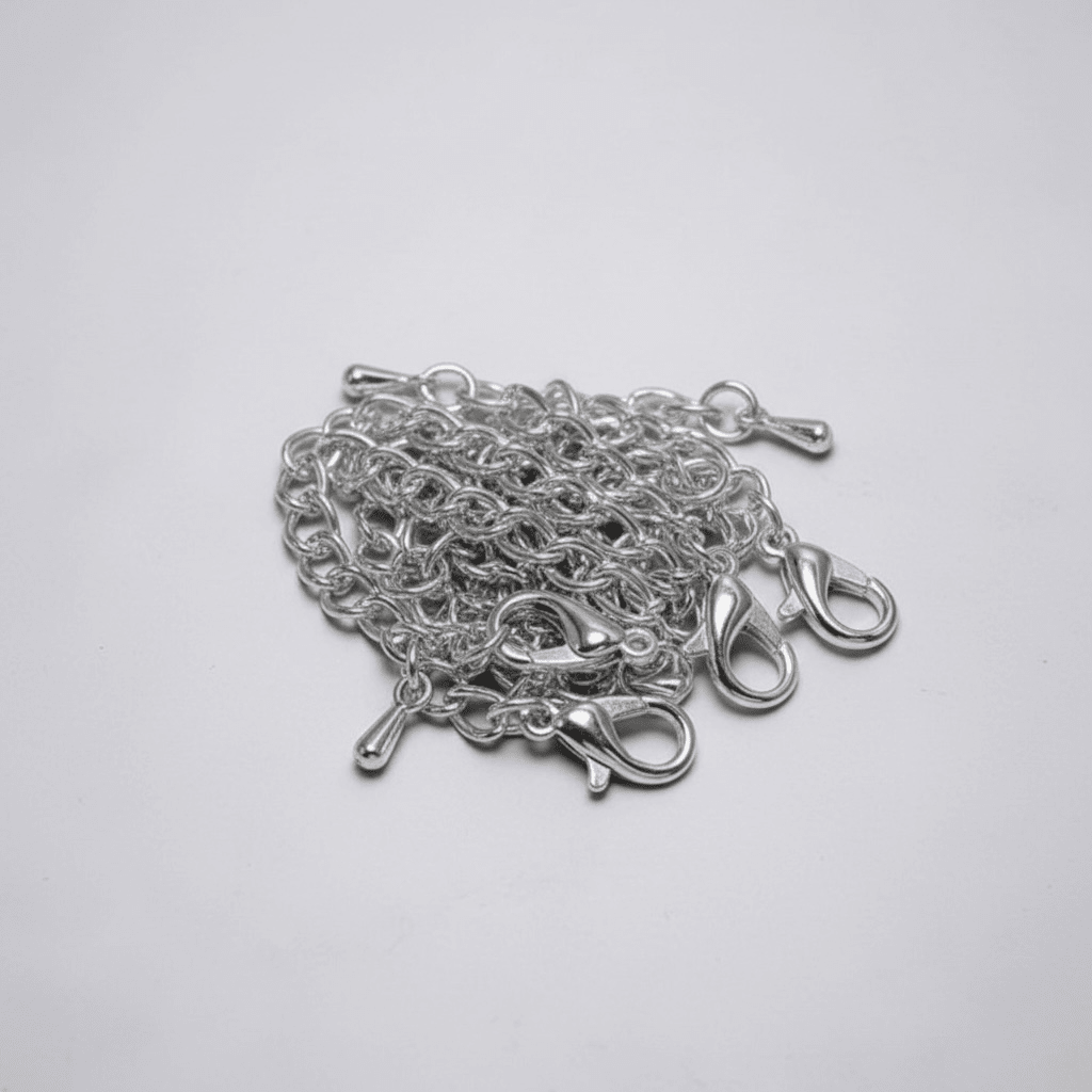 Chaînette d'Extension Acier Inoxydable argent 5cm – Extension Bracelet Collier – Fermoir Mousqueton perles bijoux - Perlatopia