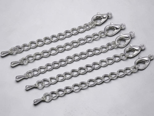 Chaînette d'Extension Acier Inoxydable argent 5cm – Extension Bracelet Collier – Fermoir Mousqueton perles bijoux - Perlatopia