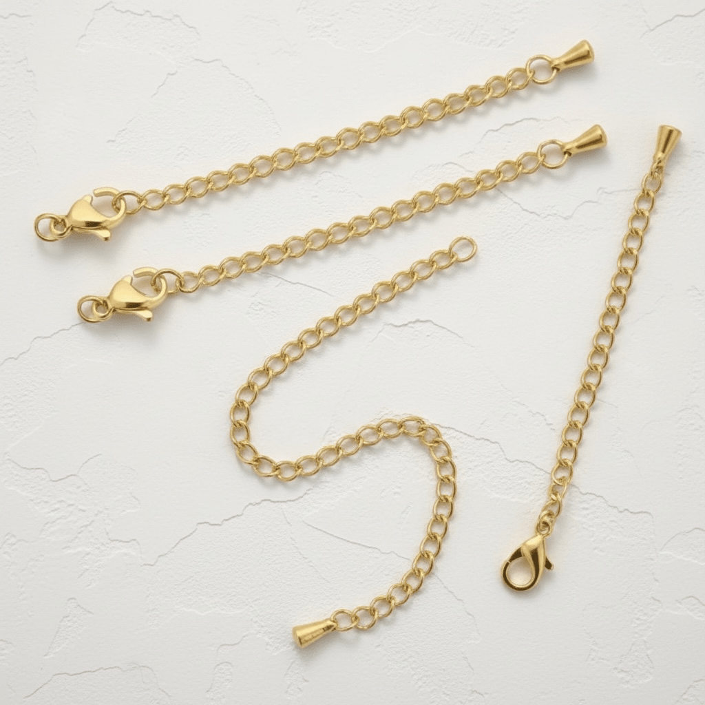 Chaînette d'Extension Acier Inoxydable Doré 5cm – Extension Bracelet Collier – Fermoir Mousqueton perles bijoux - Perlatopia