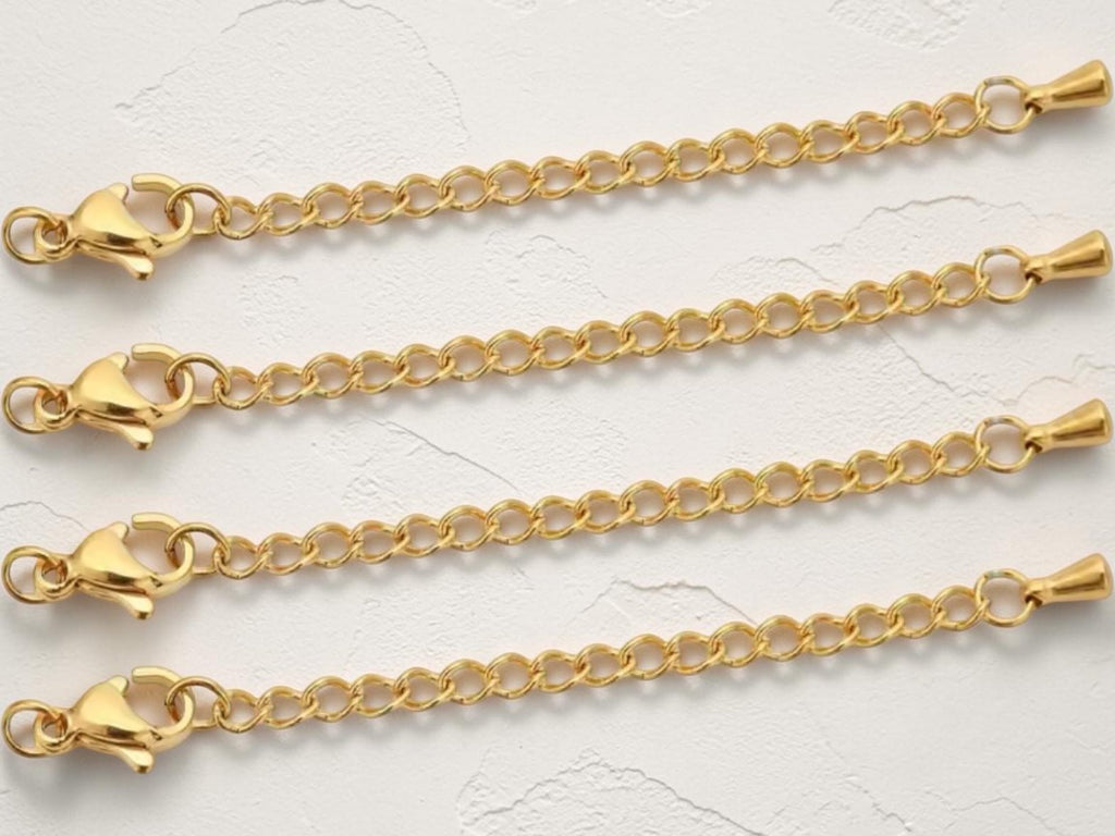 Chaînette d'Extension Acier Inoxydable Doré 5cm – Extension Bracelet Collier – Fermoir Mousqueton perles bijoux - Perlatopia