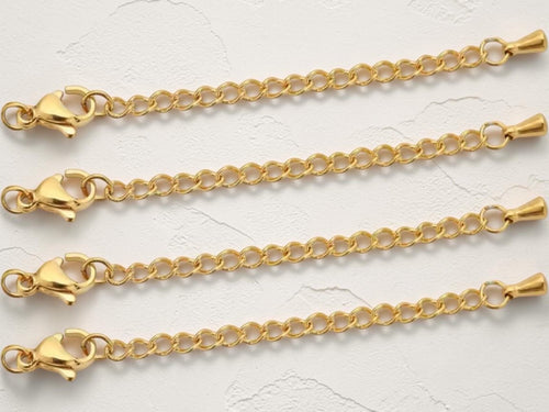 Chaînette d'Extension Acier Inoxydable Doré 5cm – Extension Bracelet Collier – Fermoir Mousqueton perles bijoux - Perlatopia