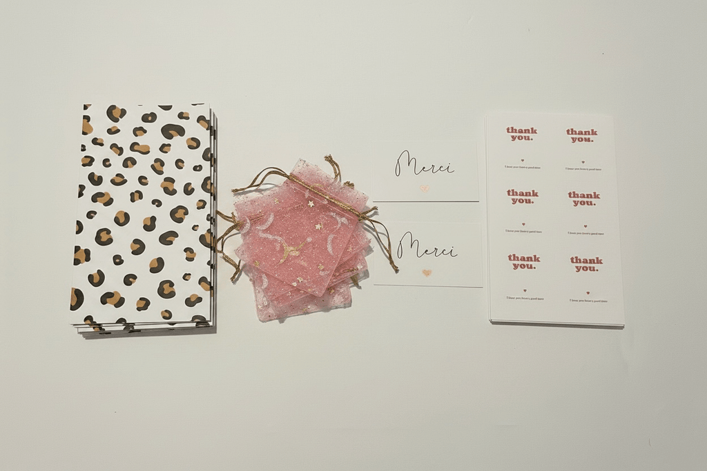 Kit emballage bijoux – pochons organza, cartes & pochettes (15 pièces de chaque) perles bijoux - Perlatopia