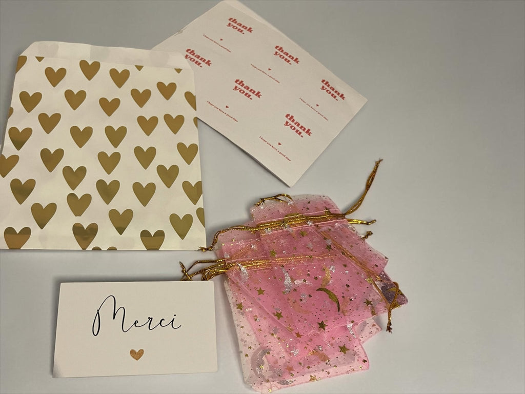Kit emballage bijoux – pochons organza, cartes & pochettes 40 PCS perles bijoux - Perlatopia