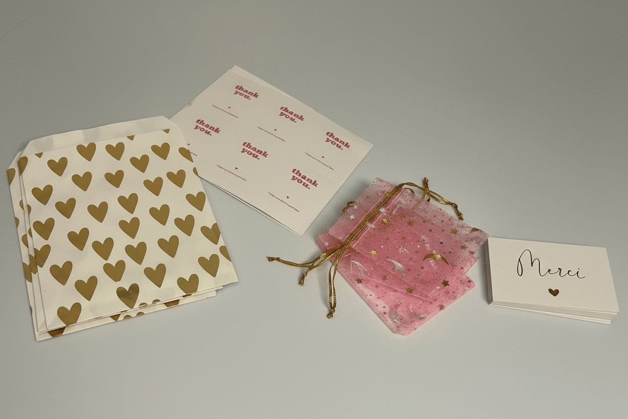 Kit emballage bijoux – pochons organza, cartes & pochettes 40 PCS perles bijoux - Perlatopia