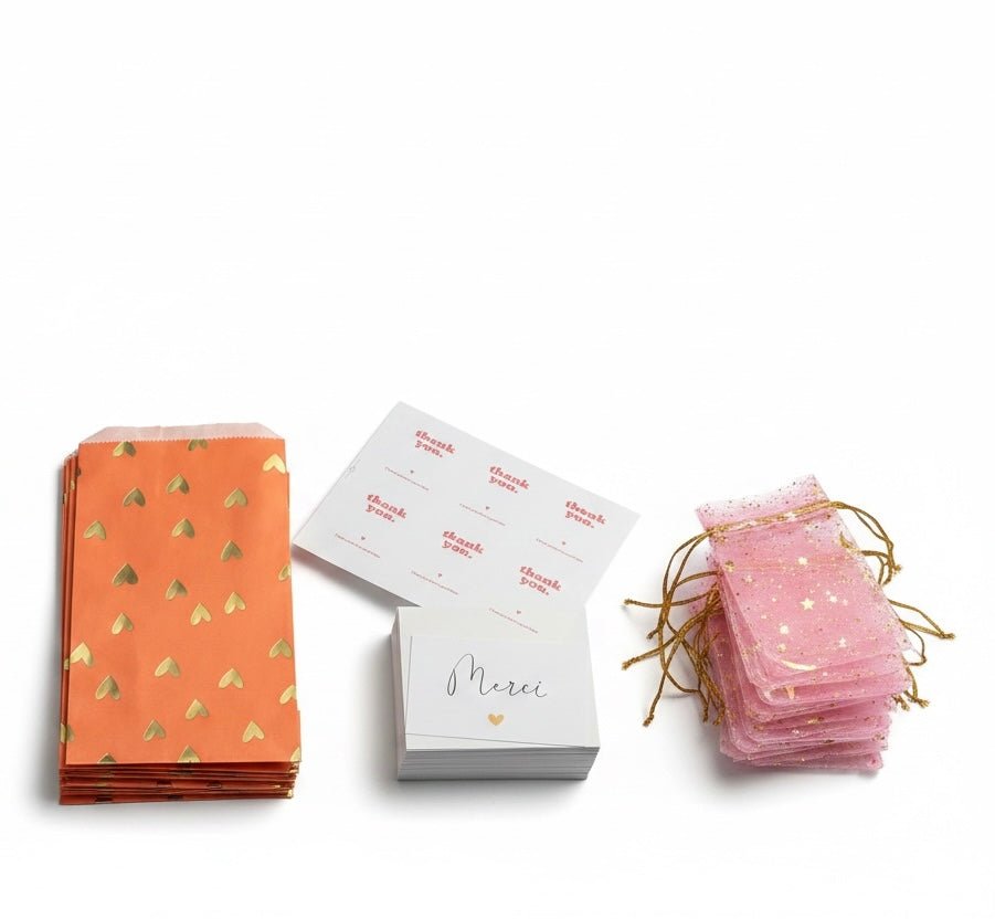 Kit emballage bijoux – pochons organza, cartes & pochettes (48 pièces) perles bijoux - Perlatopia