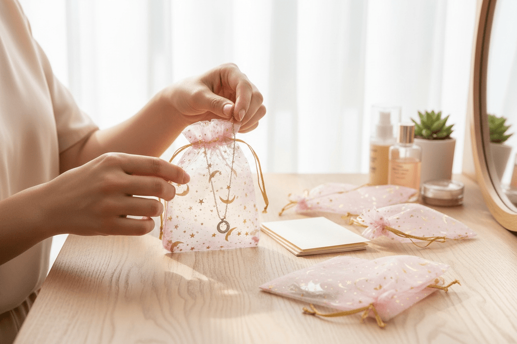 Kit emballage bijoux – pochons organza, cartes & pochettes 80 PCS perles bijoux - Perlatopia