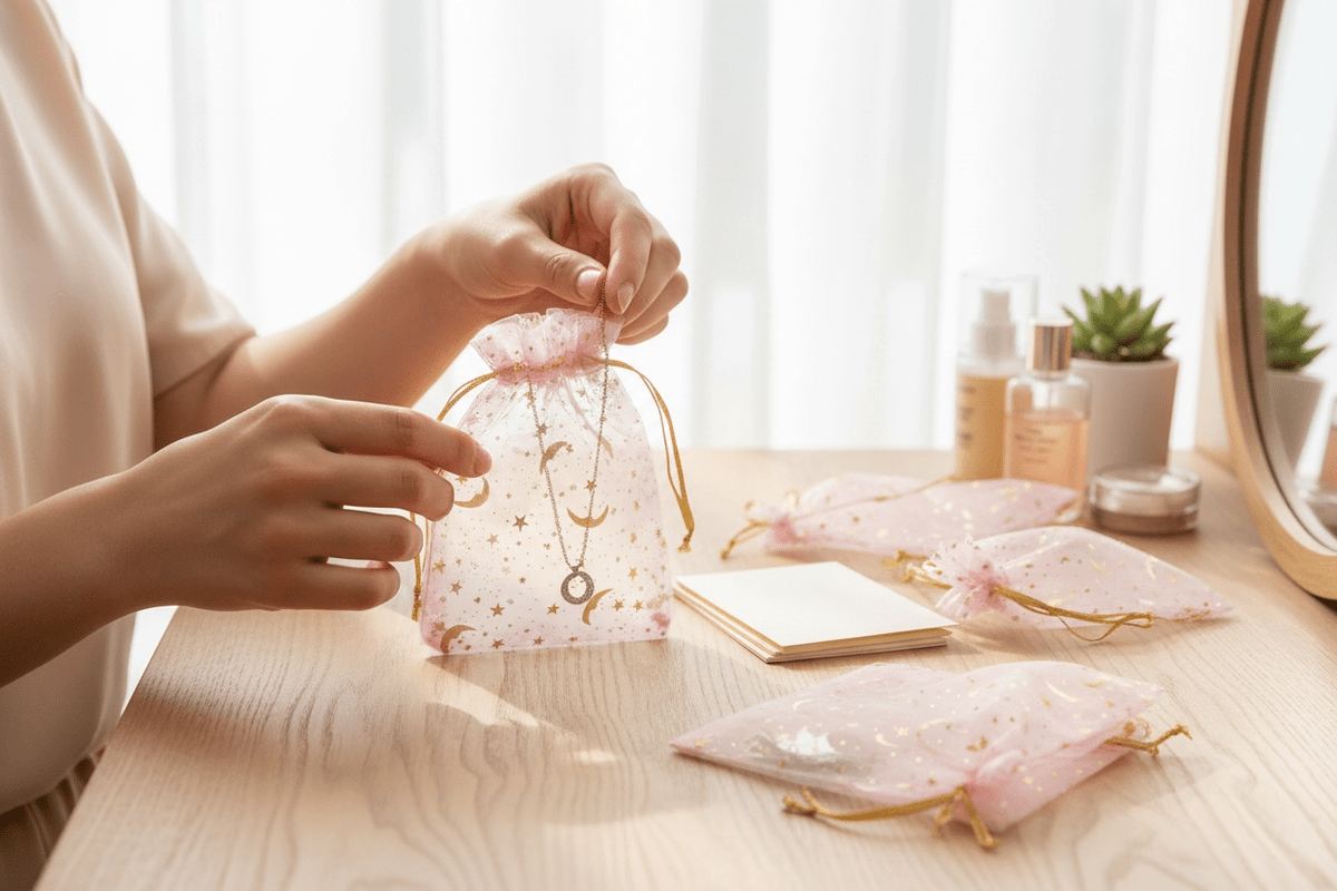 Kit emballage bijoux – pochons organza, cartes & pochettes 80 PCS perles bijoux - Perlatopia