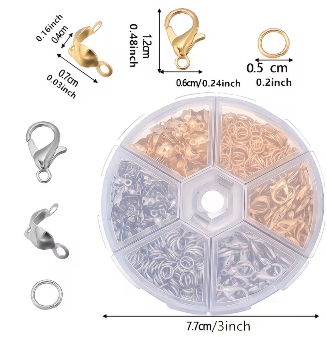 Kit Fermoirs Bijoux Acier Inoxydable – Mousquetons, Anneaux & Serre - fils – Or & Argent – 340 pièces perles bijoux - Perlatopia