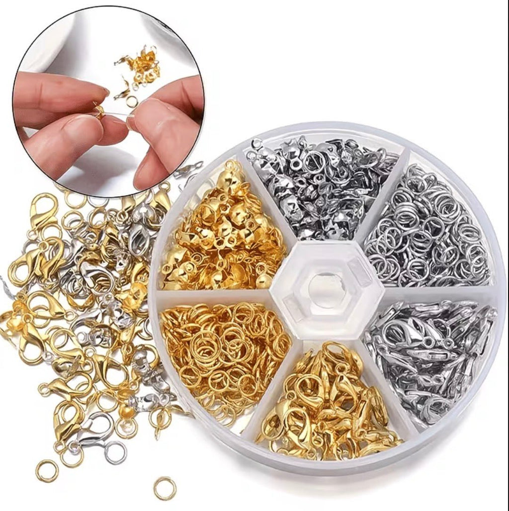 Kit Fermoirs Bijoux Acier Inoxydable – Mousquetons, Anneaux & Serre - fils – Or & Argent – 340 pièces perles bijoux - Perlatopia