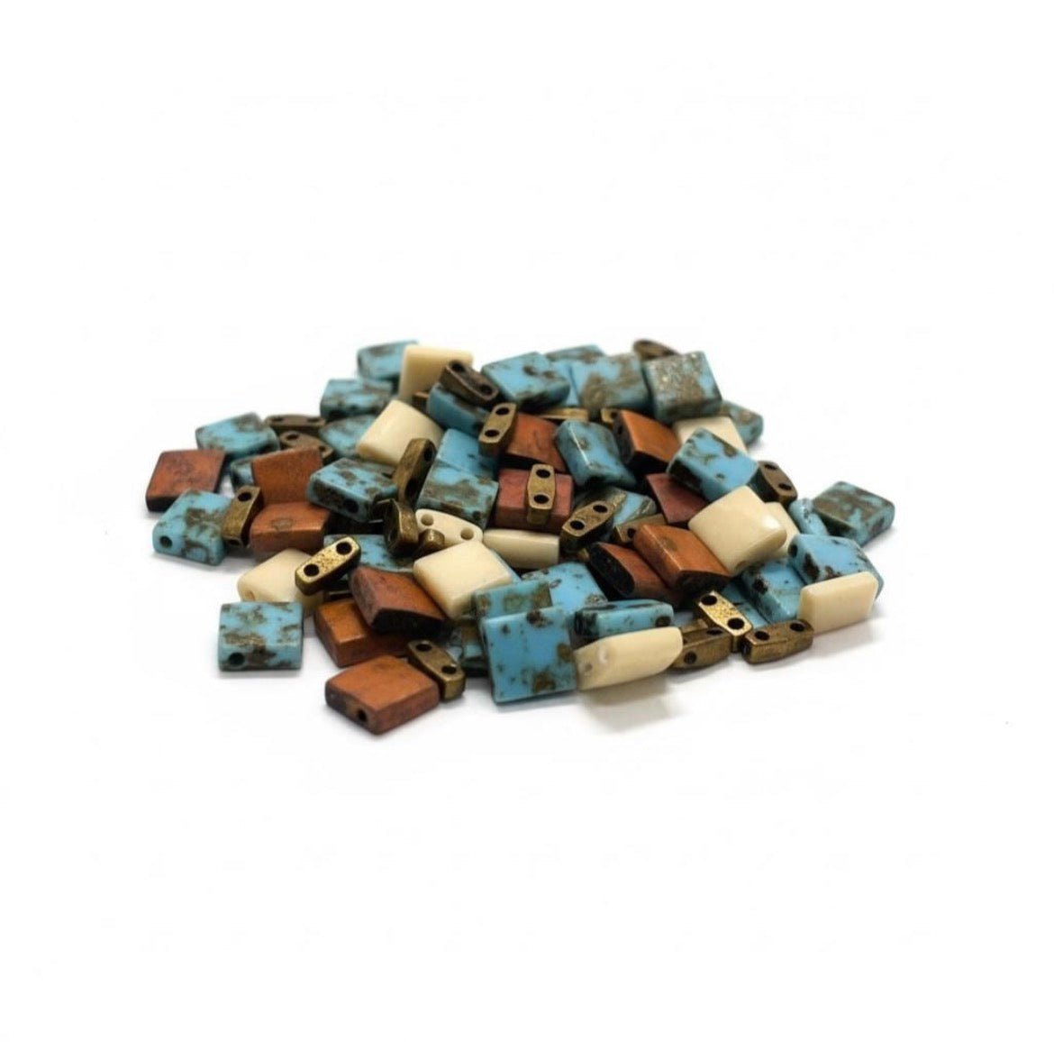 Mix Miyuki Tila “Pueblo” – Perles japonaises turquoise, rouille & ivoire – 10g perles bijoux - Perlatopia