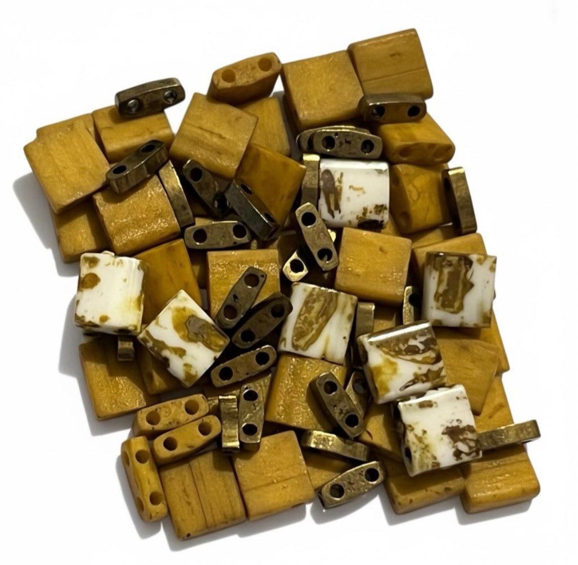 Mix Miyuki Tila “Safari” – Perles japonaises beige, moutarde & bronze – 10g perles bijoux - Perlatopia