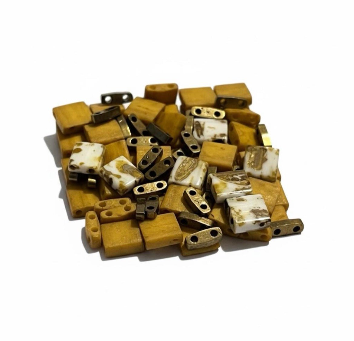 Mix Miyuki Tila “Safari” – Perles japonaises beige, moutarde & bronze – 10g perles bijoux - Perlatopia