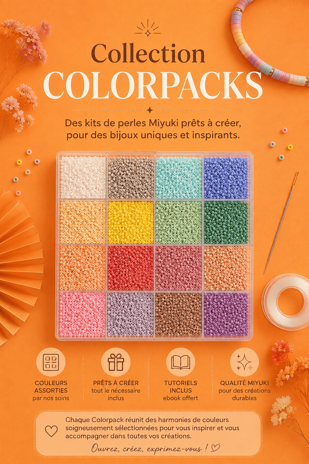 🌸 Miyuki Delica 11/0 – Colorpack Pastel – 16 couleurs perles bijoux - Perlatopia