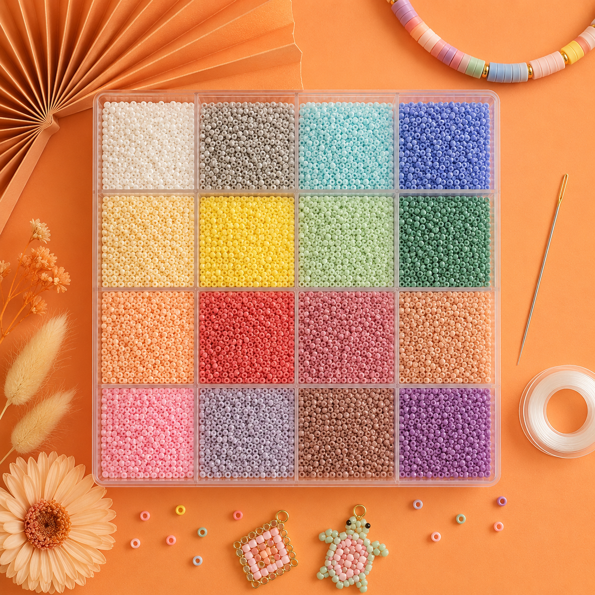 🌸 Miyuki Delica 11/0 – Colorpack Pastel – 16 couleurs perles bijoux - Perlatopia