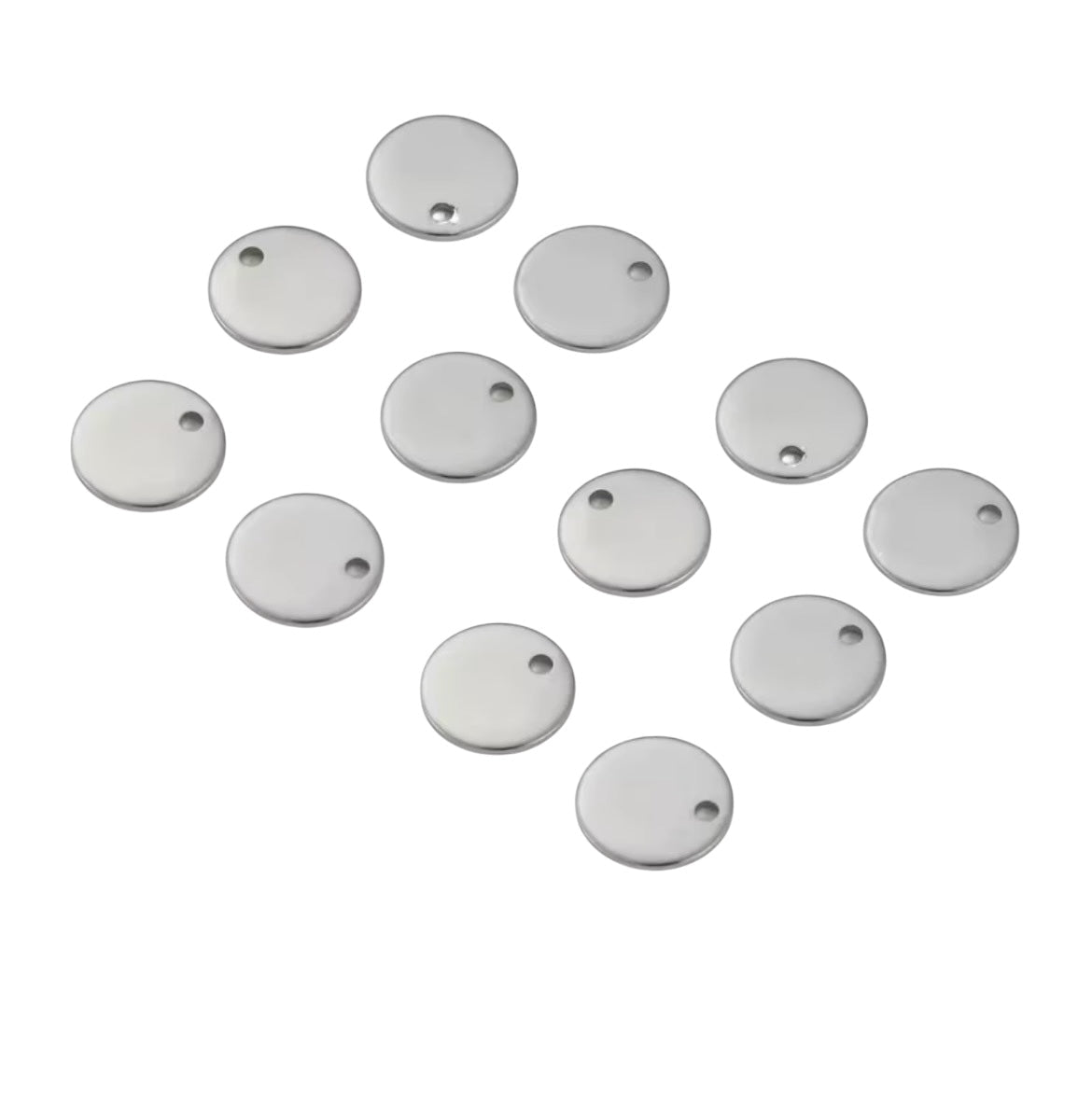 Pendentifs ronds acier inoxydable argenté 6 mm – breloques rondes pour création de bijoux (lot de 10) perles bijoux - Perlatopia
