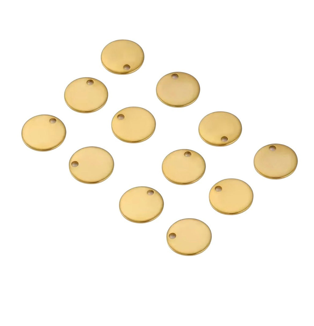 Pendentifs ronds acier inoxydable doré 8 mm – breloques rondes pour création de bijoux (lot de 10) perles bijoux - Perlatopia