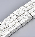 Perles en pierre de lave cuboïdes 12,5 mm – brin pour création de bijoux perles bijoux - Perlatopia