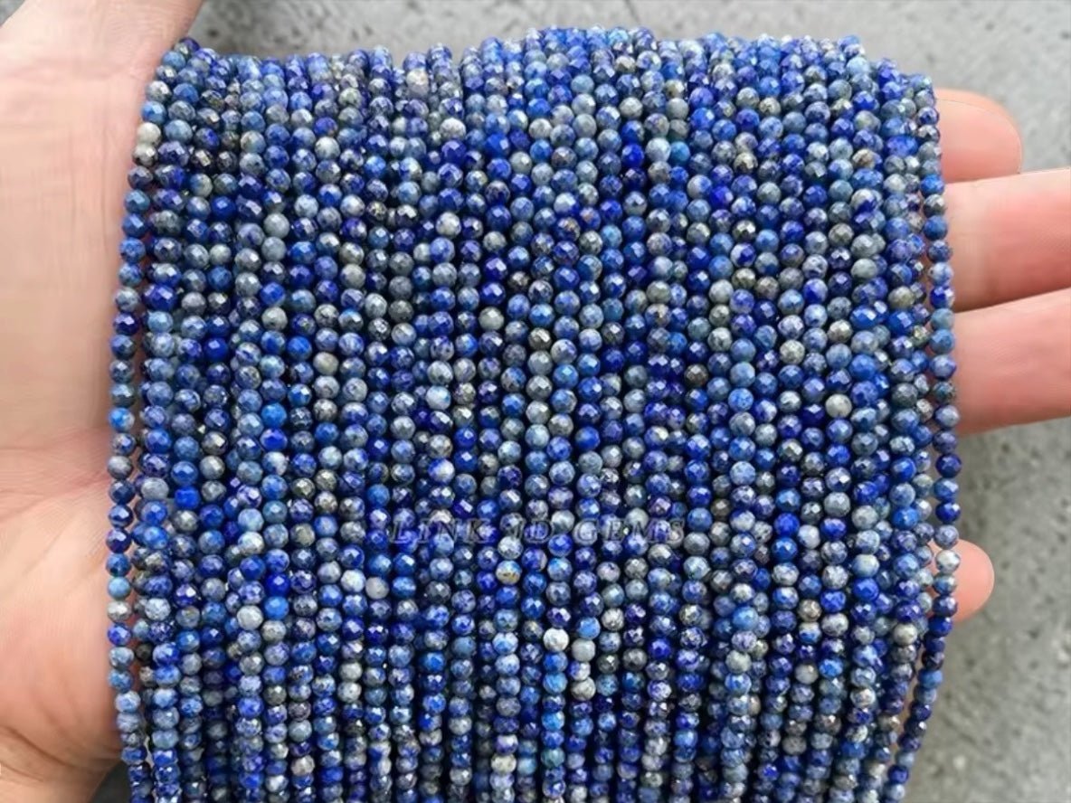 Perles Lapis Lazuli Naturelles Facettées 4mm | Lot 20 | Perlatopia perles bijoux - Perlatopia
